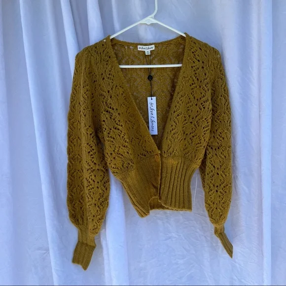 NWT For Love & Lemons Francois V Neck Pointelle XS - Picture 2 of 7